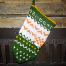 Hand Knitted Christmas Stocking Unique Holiday Decor - thumbnail 2