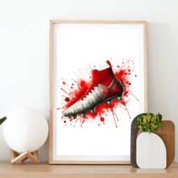 Football Wall Art Prints - Set Of 3 Soccer - Boys Bedroom Decor Teen Room Red Print Poster - thumbnail 2