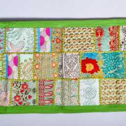 Embroidered Table Runner. Patchwork Sari Wall Hanging Made in India - thumbnail 4