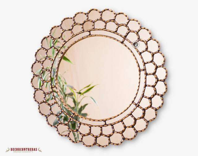 "Peruvian Gold Round Mirror 23.6In ""Cuzco" - image 1
