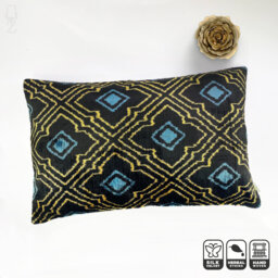 "Traditional Handwoven Silk Velvet Pillow Cover, 16""x24" - thumbnail 1