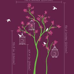 Nursery Tree Wall Decal, Birdhouses, Birds, Baby Room Decor - thumbnail 2