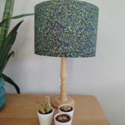 Leaf Berry Lampshade Handmade Dark Green Foliage With Berries On Black Cotton Fabric Drum Lamp Shade Ceiling Pendant Or Table Floor - thumbnail 3