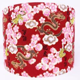 Dragons & Tigers Lampshade, Oriental Lamp Shade, Red Pink Tattoo, Chinese Asian Style, For Table Or Standard Lamps Ceiling Lights - thumbnail 4