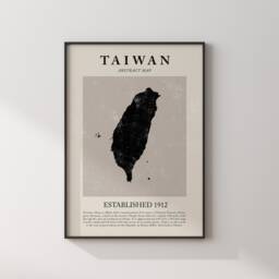 Abstract Taiwan Map Vintage Wall Art Print Picasso + Matisse Inspired Travel Poster - thumbnail 3