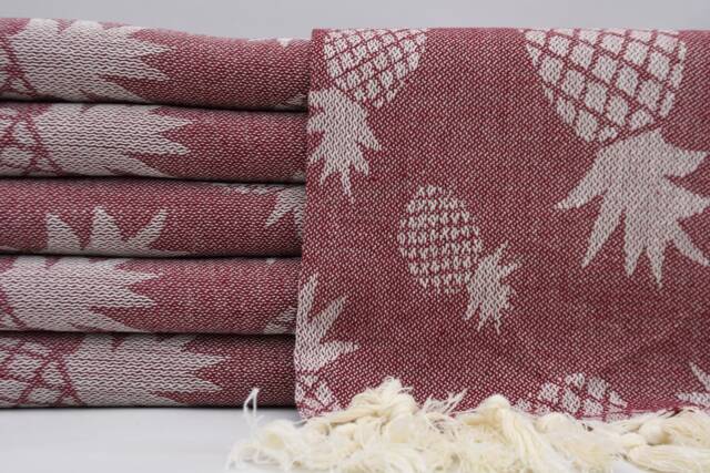 "Turkey Towel, Burgundy Peshtemal, Festival Towel, Hammam Towel, Turkish Towel, 40""x68" - image 1