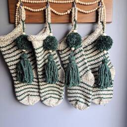 Hand Knit Christmas Stocking Scandinavian Holiday Decor - thumbnail 3