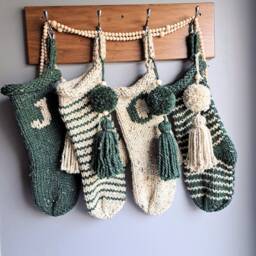 Hand Knit Christmas Stocking Scandinavian Holiday Decor - thumbnail 4