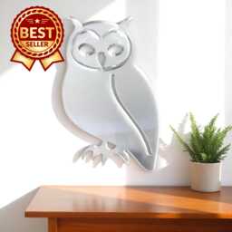 Owl Acrylic Mirror Wall Art Personalized Engraved Decor