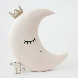 Beige Crescent Moon Cushion For Nursery Decor, Baby Shower Gift Idea Dreamy Pillow Gender Neutral Room Girl Crib Boy Bed Children Teepee Sky - thumbnail 2