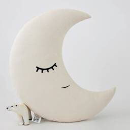 Beige Crescent Moon Cushion For Nursery Decor, Baby Shower Gift Idea Dreamy Pillow Gender Neutral Room Girl Crib Boy Bed Children Teepee Sky - thumbnail 3