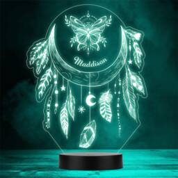 Mystical Moon Feathers, Beads Stars & Crystals Custom Gift Colour Night Light