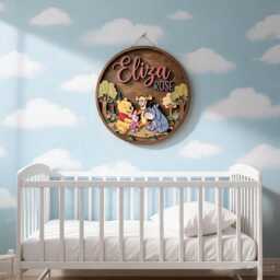 Personalized Winnie The Pooh Name Sign, Woodland Nursery Decor, Forest Baby Room Wall Art, Custom Kids Door Plaque - thumbnail 2