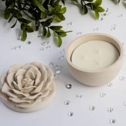 Rose Flower Scented Candle Gift-Jar Concrete With Lid - Refill 7Oz Organic Coconut Soy Wax Handmade Home Decor & Gift - thumbnail 3