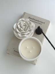 Rose Flower Scented Candle Gift-Jar Concrete With Lid - Refill 7Oz Organic Coconut Soy Wax Handmade Home Decor & Gift - thumbnail 1