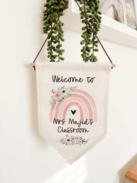 Personalised Teacher Gift, Thank You Teacher, New Graduation Teaching Assistant Nursery, Classroom Decor, Teacher Wall Art Flag - image 1