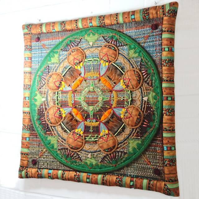 Soft Mandala, Textil Wall Decoration, Ooak Handmade Textile Unique Artwork, Home Decor, Room Hanging, & Living - image 1