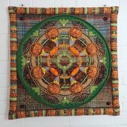 Soft Mandala, Textil Wall Decoration, Ooak Handmade Textile Unique Artwork, Home Decor, Room Hanging, & Living - thumbnail 2
