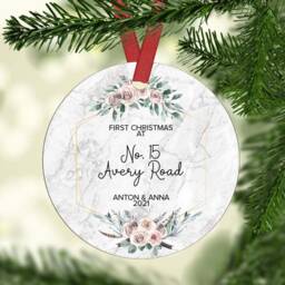 Personalised First Christmas New Home Ornament Eucalyptus Marble Style - thumbnail 2