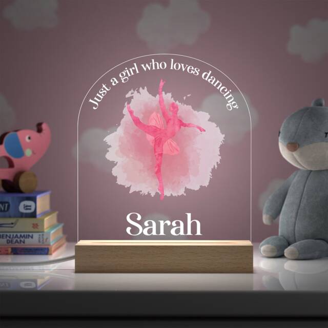 Dancer Gift Night Light - Custom Printed Name Lamp Childs Kids Bedroom Led Girls Decor Dancing Ballet - image 1