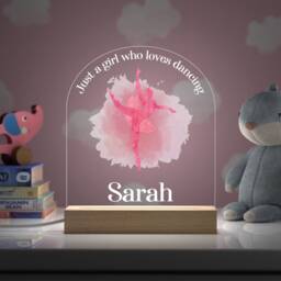 Dancer Gift Night Light - Custom Printed Name Lamp Childs Kids Bedroom Led Girls Decor Dancing Ballet - thumbnail 1