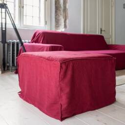 Linen Ottoman Slipcover - Custom Square Pouf Cover Without The Bottom Natural Foot Stool Case Eco-Friendly For Home - thumbnail 2