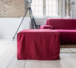 Linen Ottoman Slipcover - Custom Square Pouf Cover Without The Bottom Natural Foot Stool Case Eco-Friendly For Home - thumbnail 1