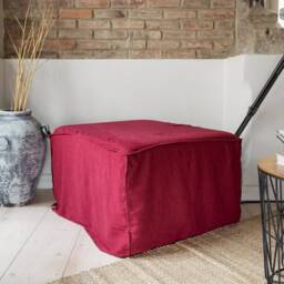 Linen Ottoman Slipcover - Custom Square Pouf Cover Without The Bottom Natural Foot Stool Case Eco-Friendly For Home - thumbnail 3