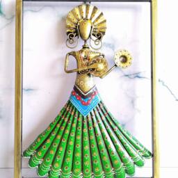 Indian Handmade Metal Wall Art Lady Musician, Home D??cor, Luxury Style Housewarming Gifts, Set Of 3 Pieces - thumbnail 3