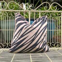Zebra Print Velvet Cushion Rose Pink & Black, Feather Filled - thumbnail 2