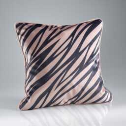 Zebra Print Velvet Cushion Rose Pink & Black, Feather Filled - thumbnail 1