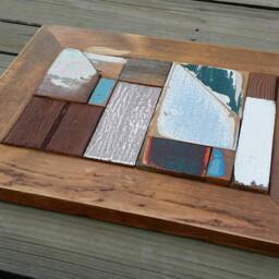 Unique Reclaimed Warm & Colorful Wood Wall Hanging - thumbnail 2