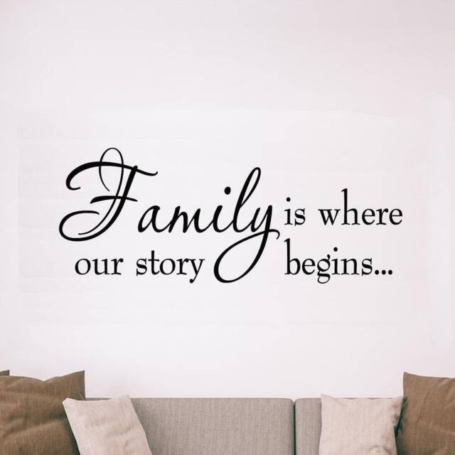 Family Is Where Our Story Begins Wall Decal Inspirational Home Decor Quotes Vwaq-3053