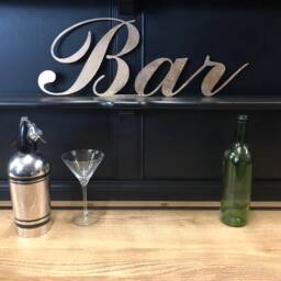 Gold Metal Bar Sign - Rustic Home & Garden Wall Decor, Cocktail Bar, Man Cave, Pub Signage - thumbnail 1
