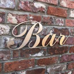 Gold Metal Bar Sign - Rustic Home & Garden Wall Decor, Cocktail Bar, Man Cave, Pub Signage - thumbnail 2