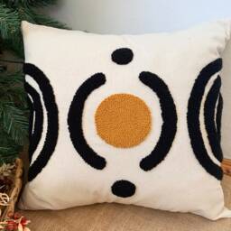 Hand Tufted Punch Needle Pillow Cover Geometric Embroidered Cushion - thumbnail 2
