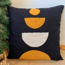 Hand Tufted Punch Needle Pillow Cover Geometric Embroidered Cushion - thumbnail 3