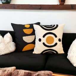 Hand Tufted Punch Needle Pillow Cover Geometric Embroidered Cushion