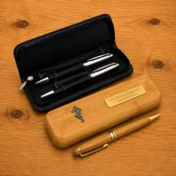 Traditional Sports Luxury Wooden Or Leatherette Pen Case With Matching Free Engraving Football Golf Cricket Gift - thumbnail 1
