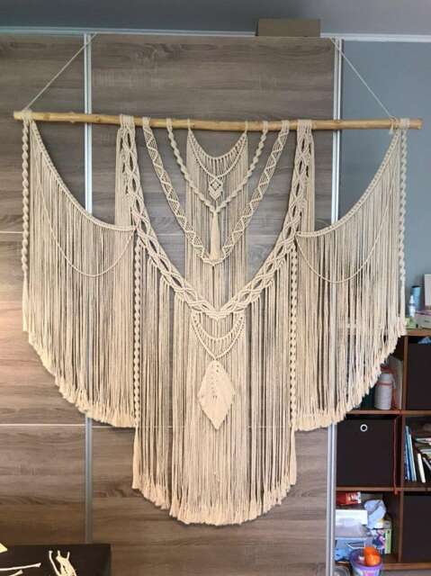 Extra Large Macrame Wall Hanging With Tassels, Boho Home Decor - image 1