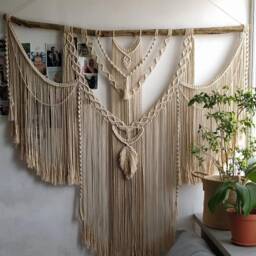 Extra Large Macrame Wall Hanging With Tassels, Boho Home Decor - thumbnail 3
