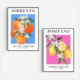 Citrus Fruit Print, Set Of 2 Italian Art Prints, Modern Art, Kitchen Wall Home Decor, Posters - thumbnail 3