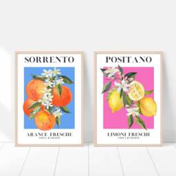 Citrus Fruit Print, Set Of 2 Italian Art Prints, Modern Art, Kitchen Wall Home Decor, Posters - thumbnail 2