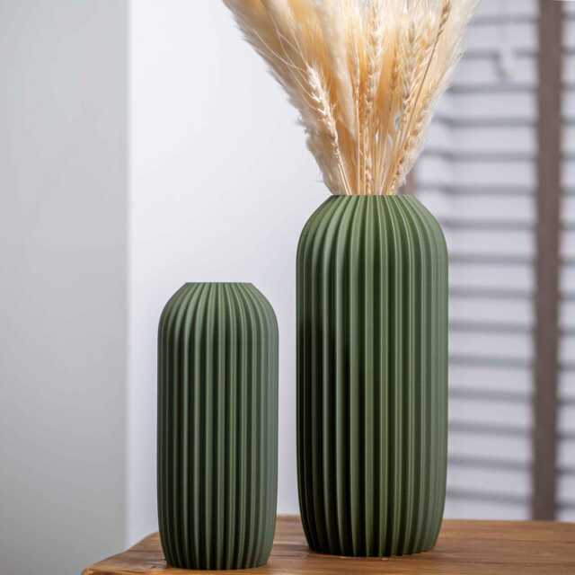 Olive Green Vase Earthy Colours Home Decor, Living Room Ornament, Shelf Or Media Wall - image 1