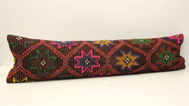 Handmade Kilim Lumbar Pillow Cover, King Size 12x48 - image 1