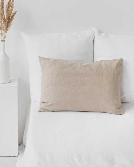 Natural Linen Pillowcase - Soft Stonewashed Flax Sham Custom Size Breathable Pillow Cover Neutral Bedding Accent in Pure European - image 1