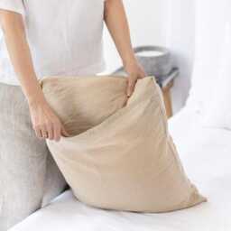 Natural Linen Pillowcase - Soft Stonewashed Flax Sham Custom Size Breathable Pillow Cover Neutral Bedding Accent in Pure European - thumbnail 2
