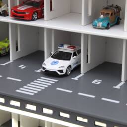 Personalized Wooden Toy Car Garage, Storage Display Shelf, Kids Gift - thumbnail 3