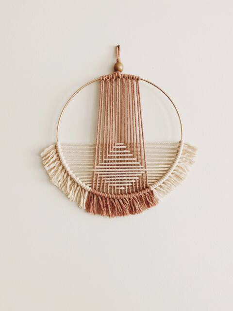 Light Pink & Beige Macrame Wall Hanging/Hoop - image 1