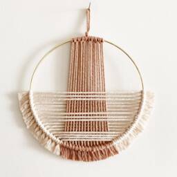 Light Pink & Beige Macrame Wall Hanging/Hoop - thumbnail 2
